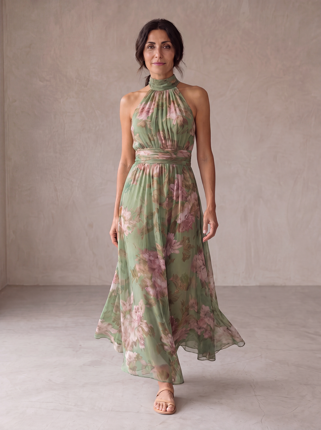 Livia | Abito Maxi Halter Floreale Elegante