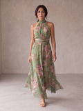 Livia | Abito Maxi Halter Floreale Elegante