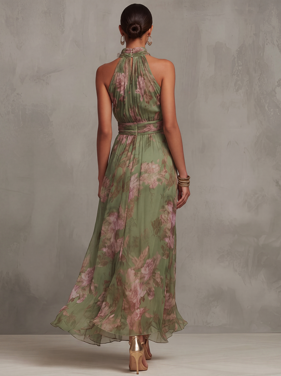 Livia | Abito Maxi Halter Floreale Elegante