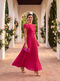 Seraphina | Elegante Maxi Abito Plissettato con Vita Annodata