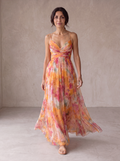 Aurora | Abito con Collo Halter e Stampa Acquerello
