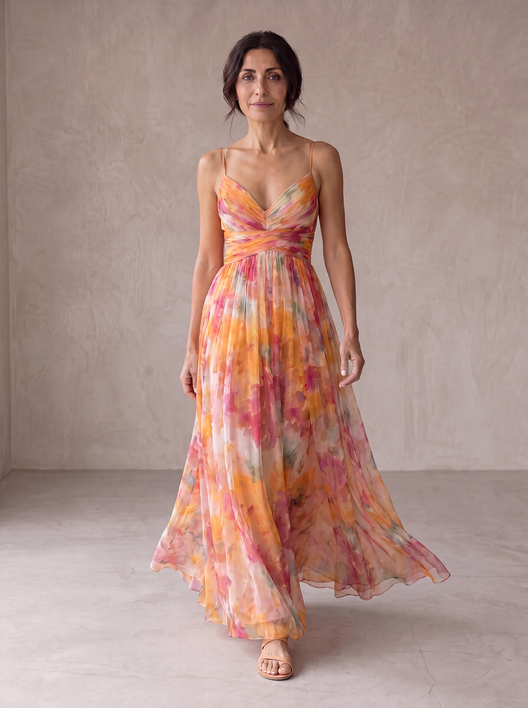 Aurora | Abito con Collo Halter e Stampa Acquerello