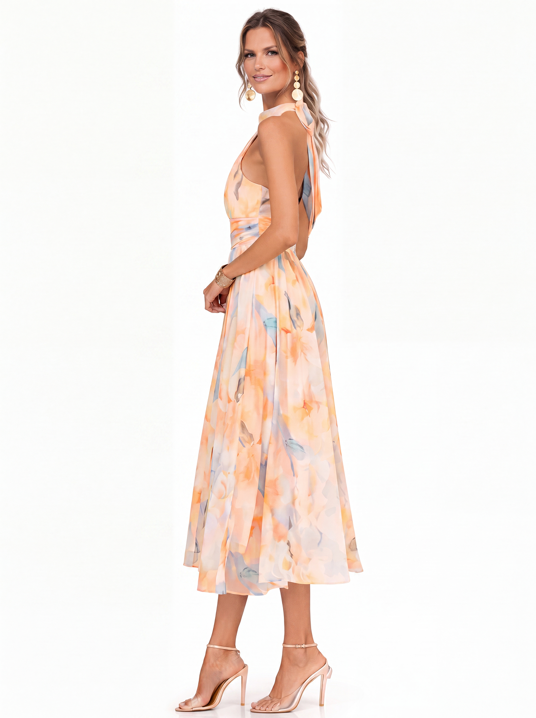 Aurora | Abito con Collo Halter e Stampa Acquerello