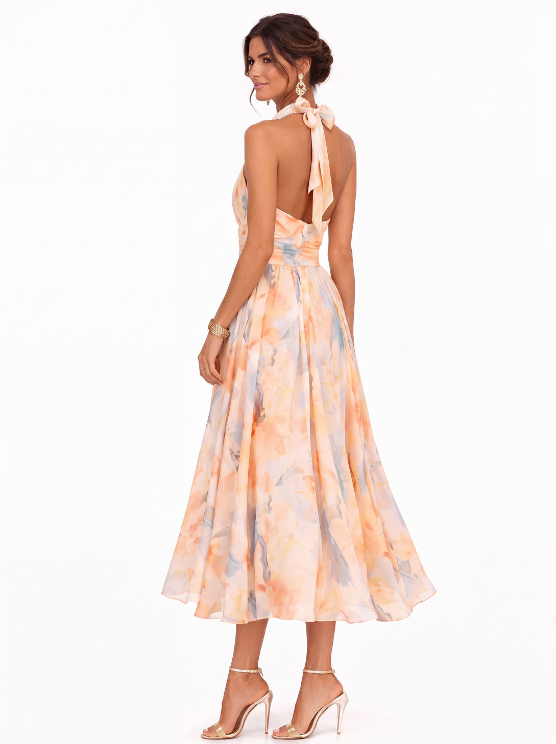 Aurora | Abito con Collo Halter e Stampa Acquerello