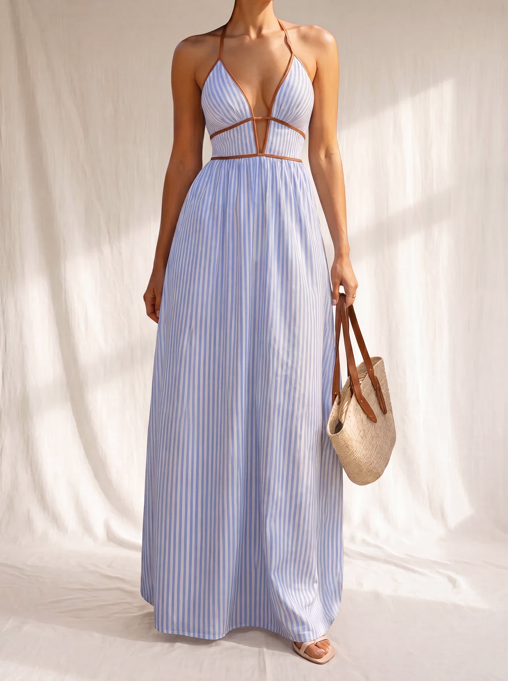 Laurina | Abito Lungo a Righe con Scollo cut-out