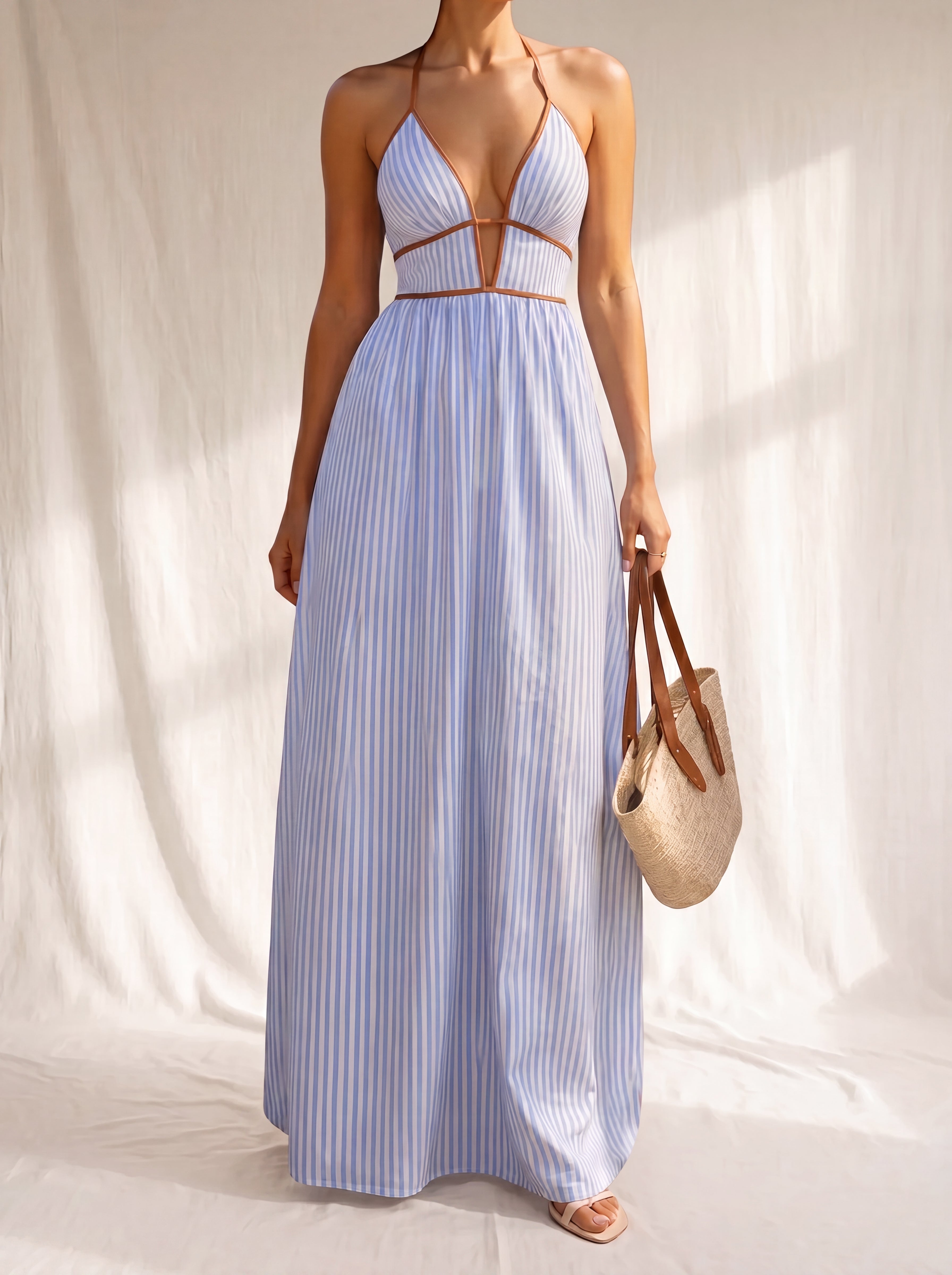 Laurina | Abito Lungo a Righe con Scollo cut-out