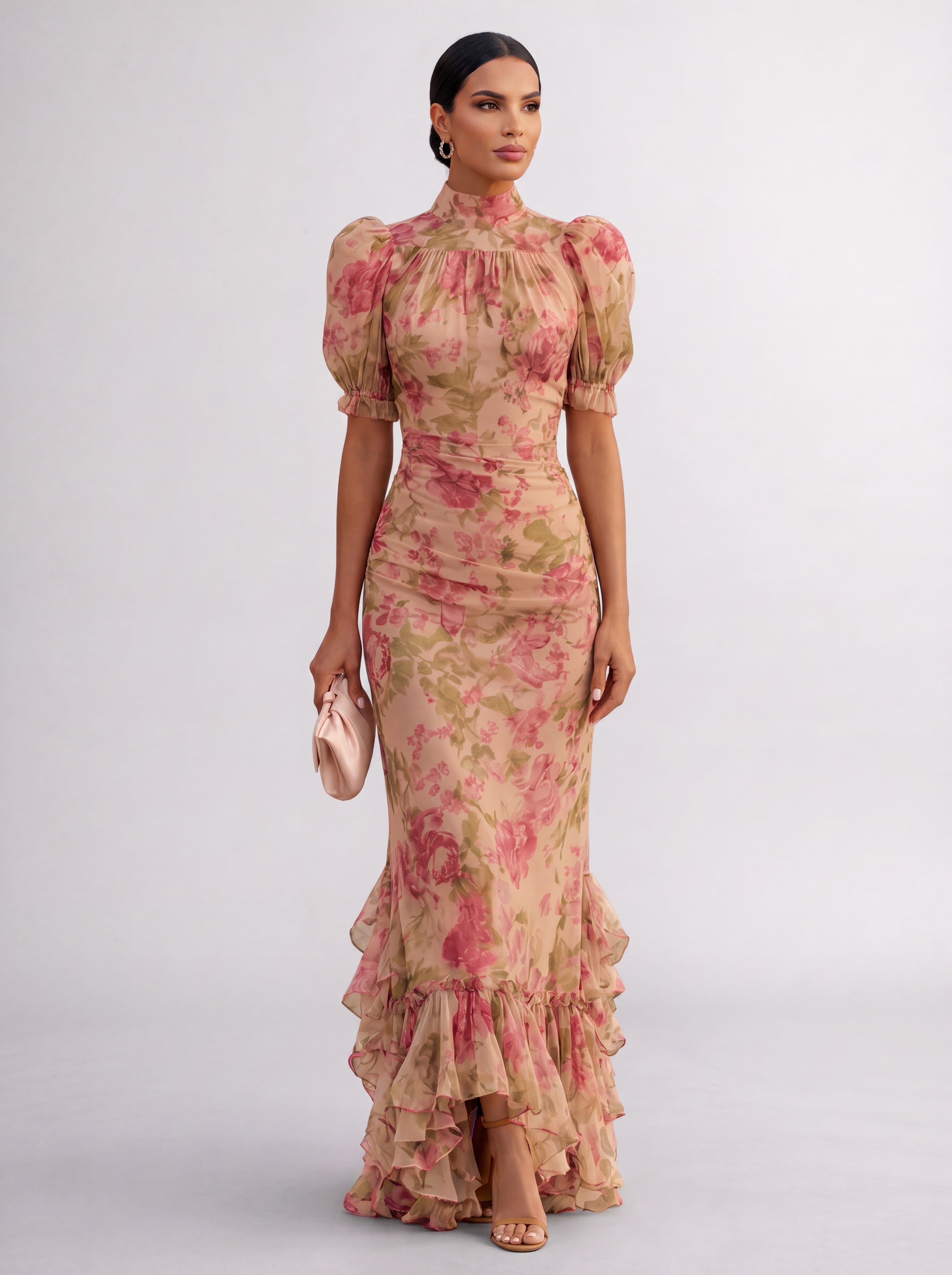 Rosario | Abito Lungo Floreale in Chiffon