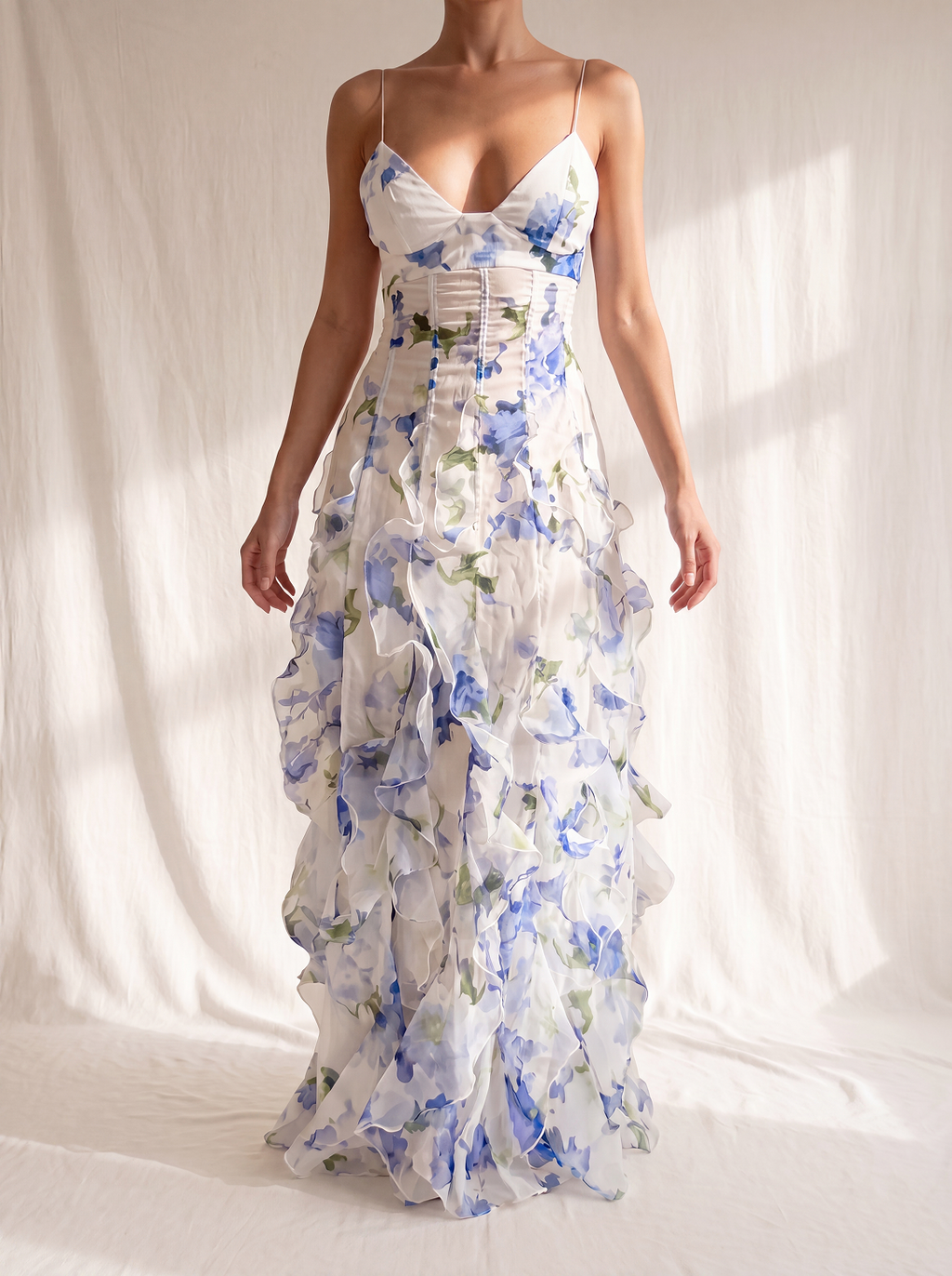 Uri | Abito Midi Floreale con Rouches