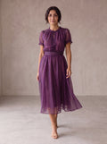 Flavia | Maxi Abito con Scollo a Goccia e Bordo in Pizzo Chiffon
