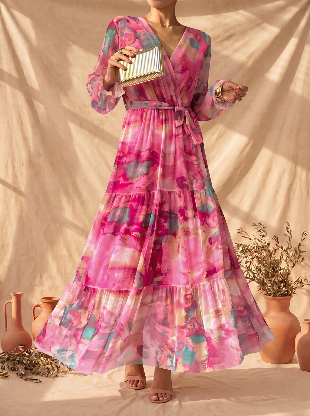 Hazel | Vestito a portafoglio con stampa floreale