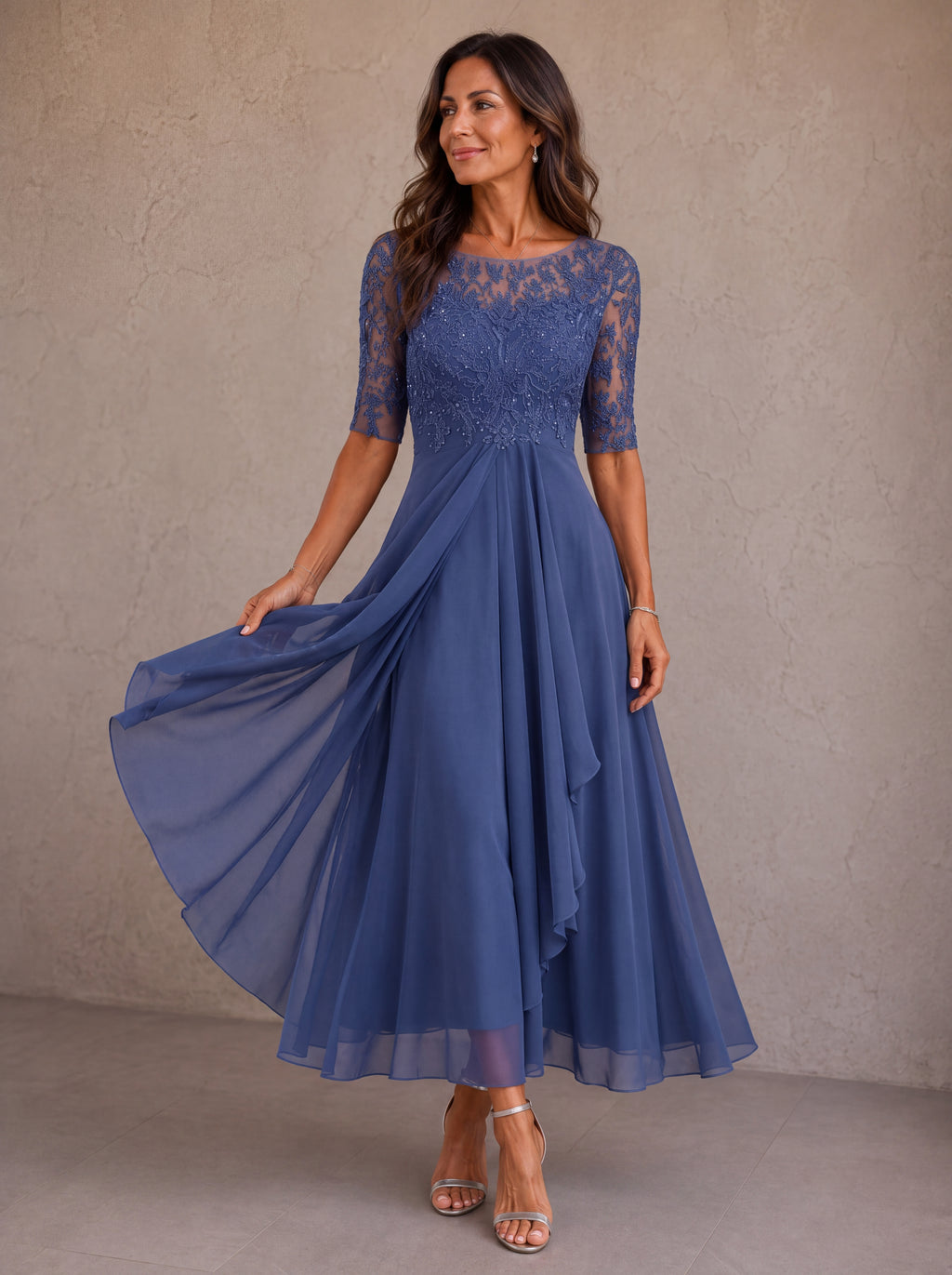 Abella™ | Abito in Pizzo e Chiffon