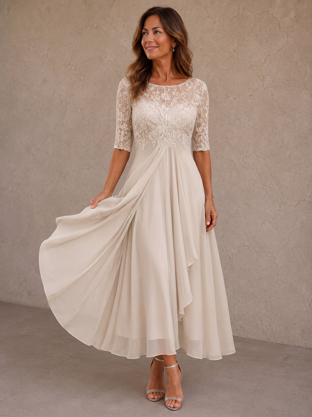 Abella™ | Abito in Pizzo e Chiffon