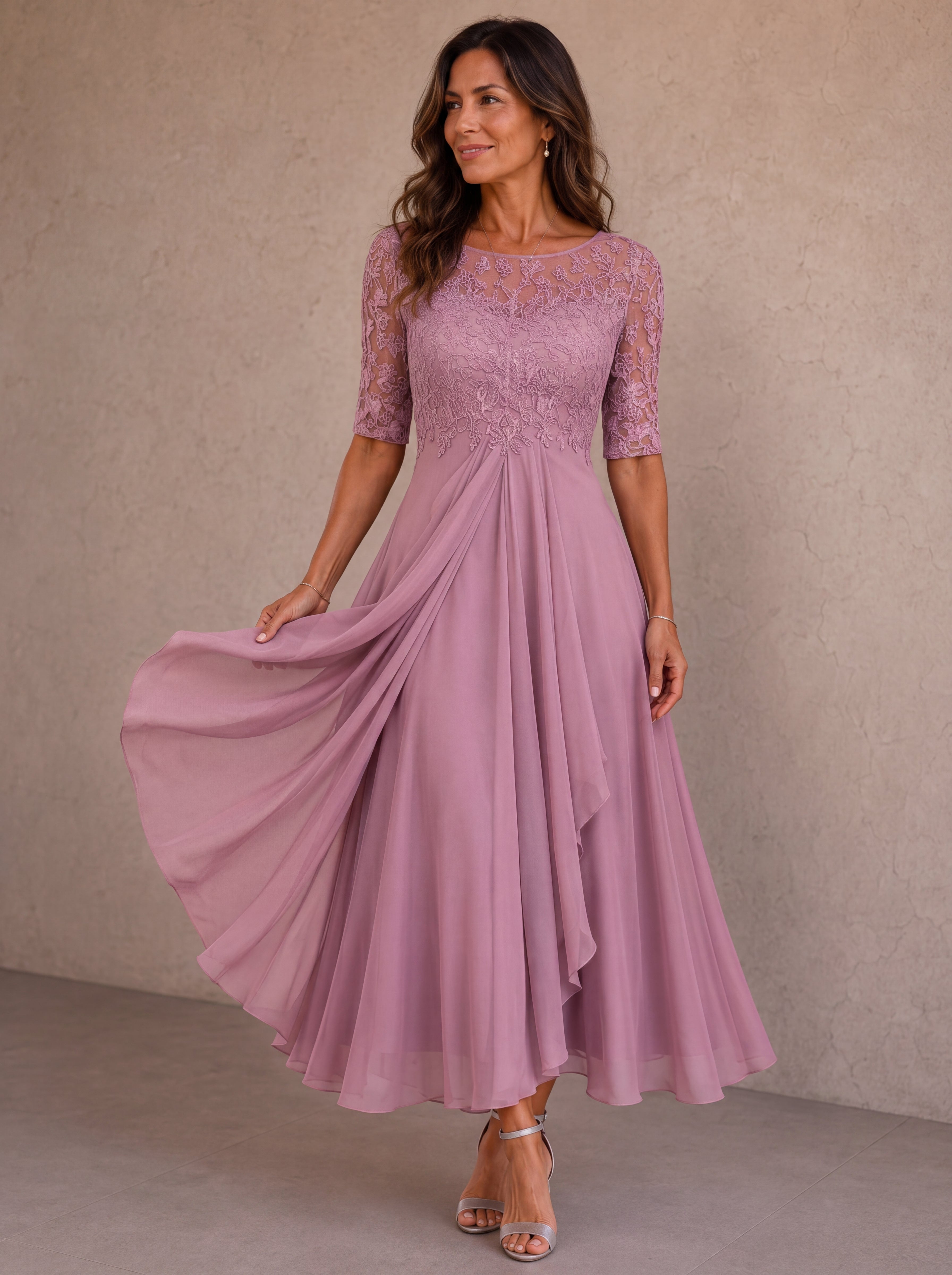 Abella™ | Abito in Pizzo e Chiffon