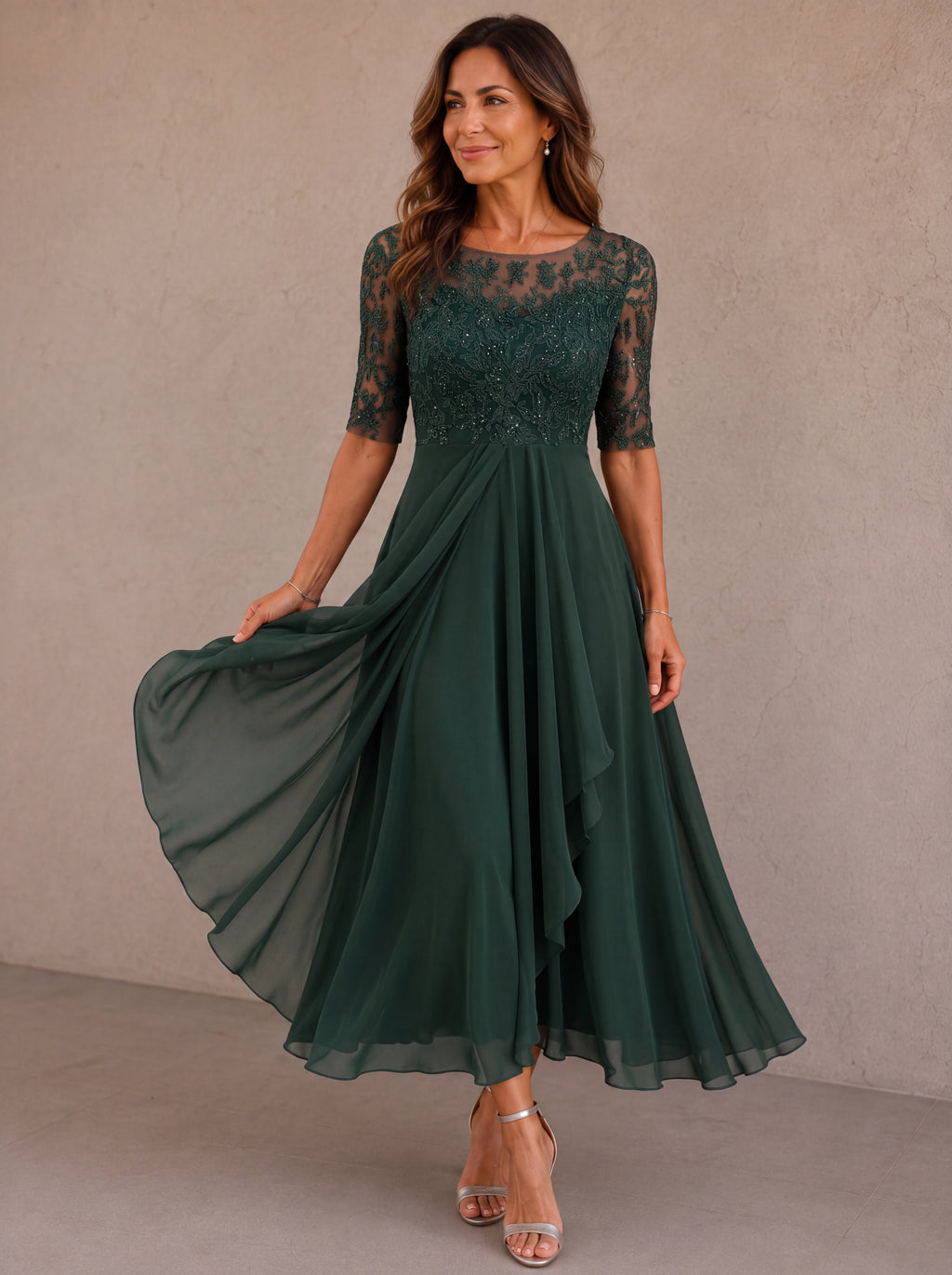 Abella™ | Abito in Pizzo e Chiffon