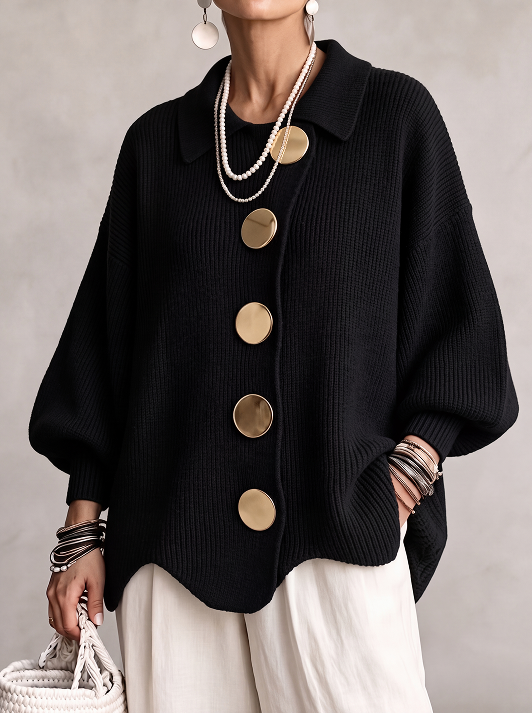 Victoire | Cardigan oversize con grossi bottoni dorati