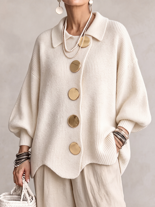 Victoire | Cardigan oversize con grossi bottoni dorati