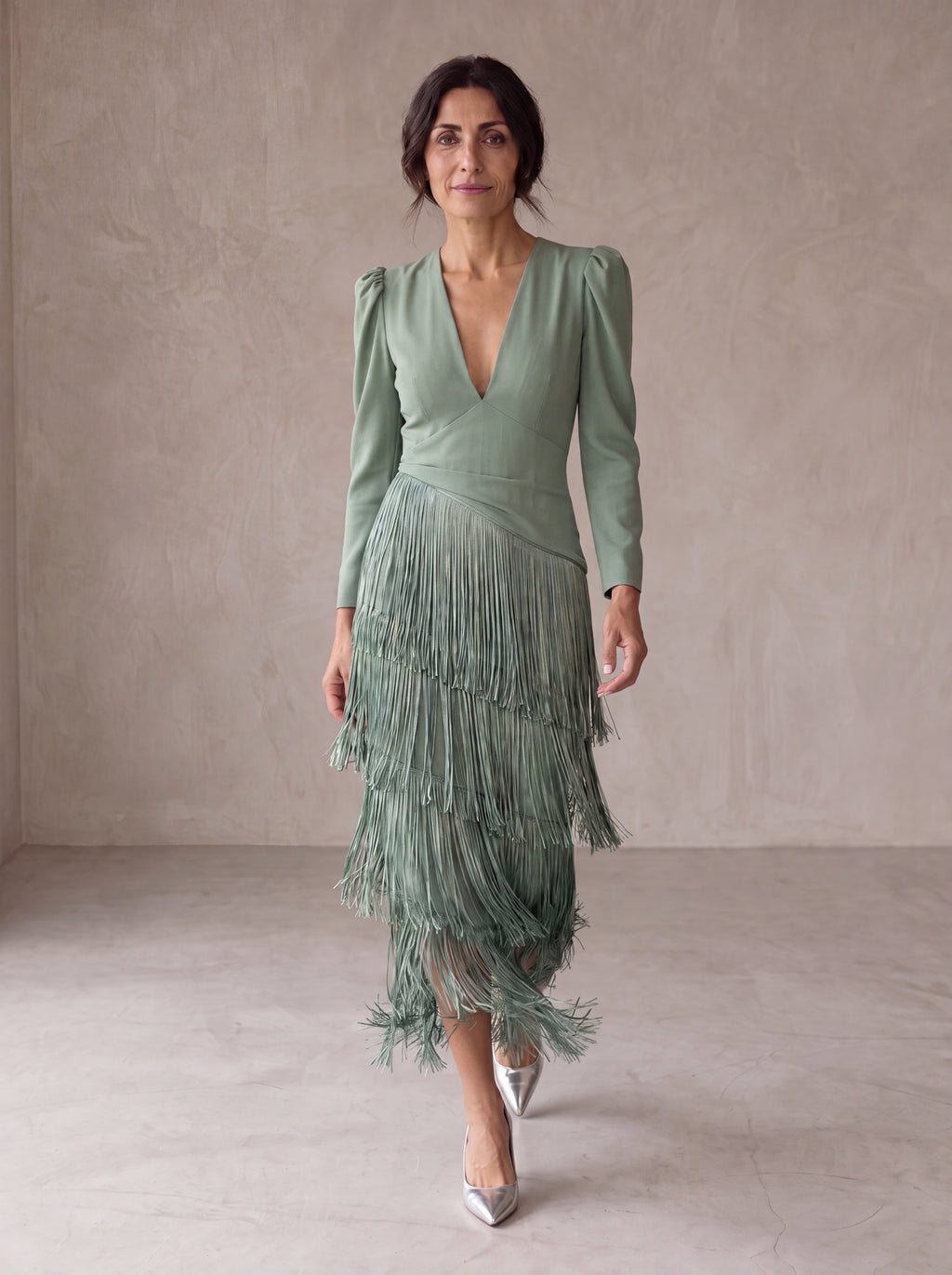 Chiara | Abito Elegante con Maniche a Frange