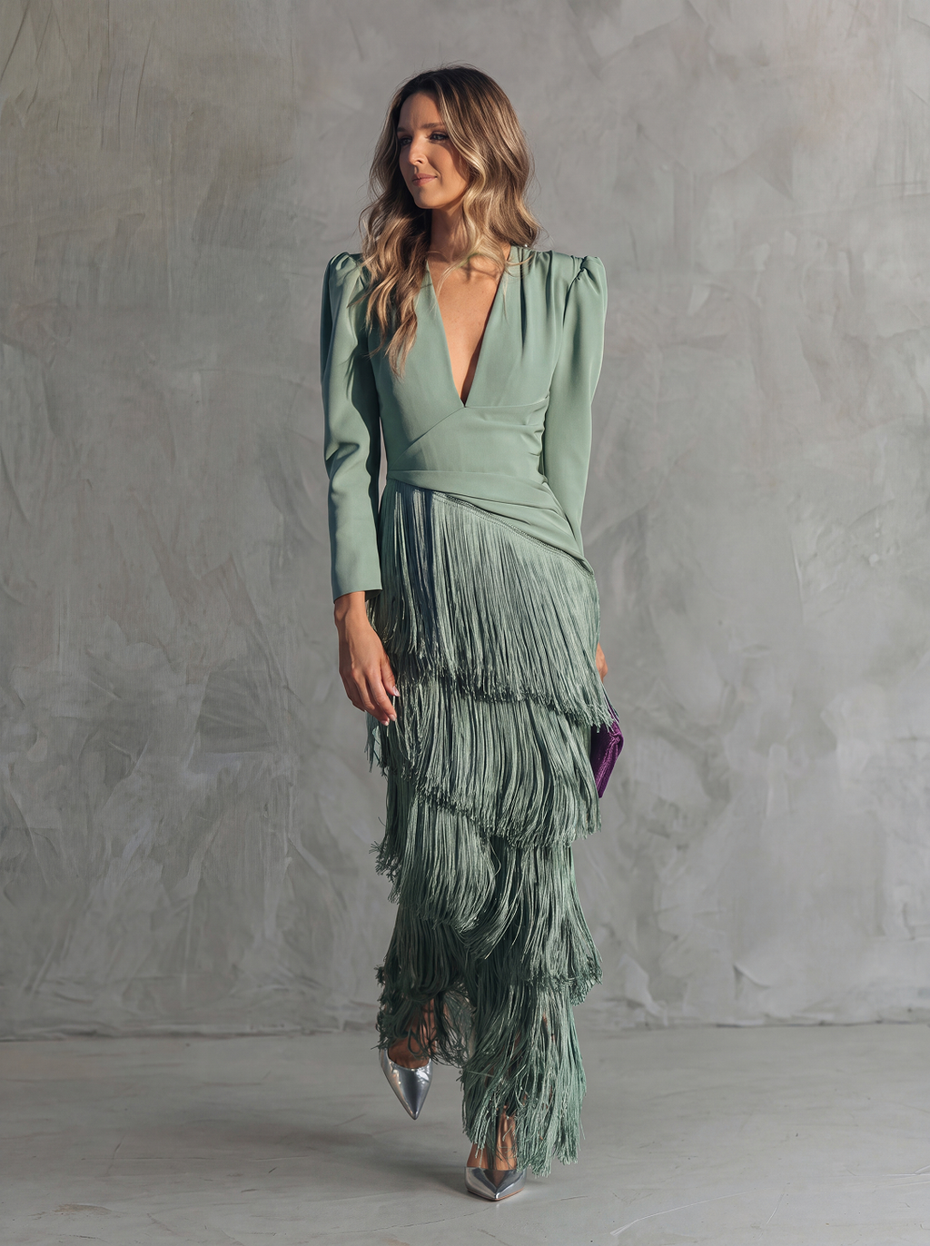 Chiara | Abito Elegante con Maniche a Frange
