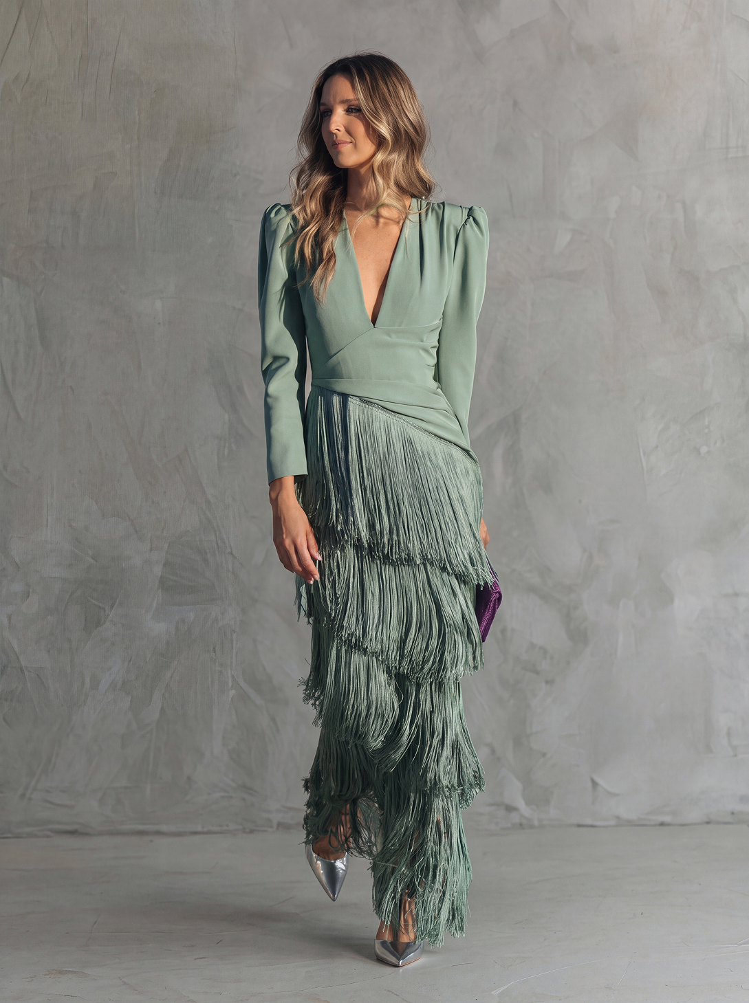 Chiara | Abito Elegante con Maniche a Frange