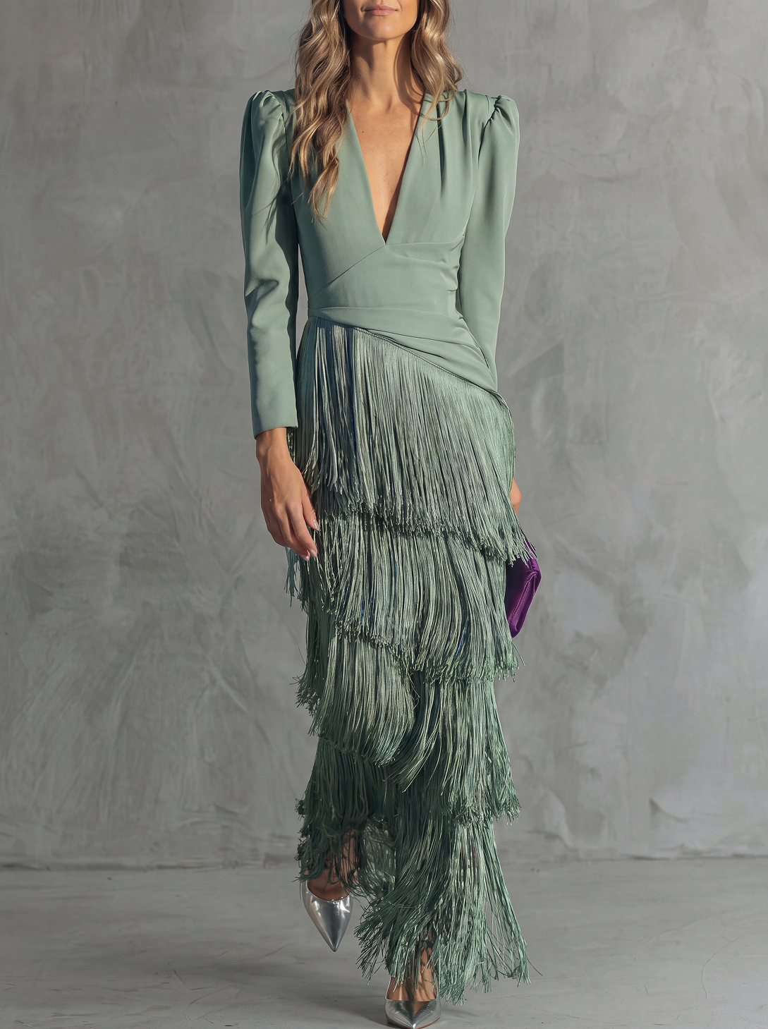 Chiara | Abito Elegante con Maniche a Frange