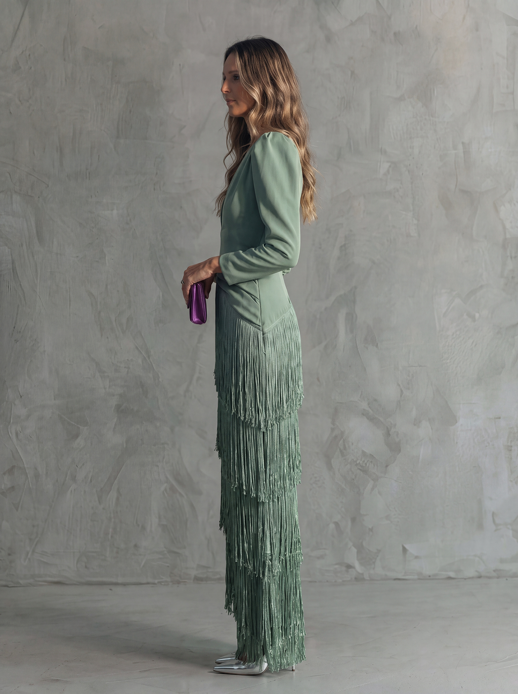 Chiara | Abito Elegante con Maniche a Frange