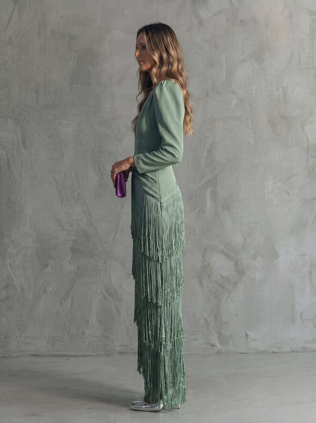 Chiara | Abito Elegante con Maniche a Frange