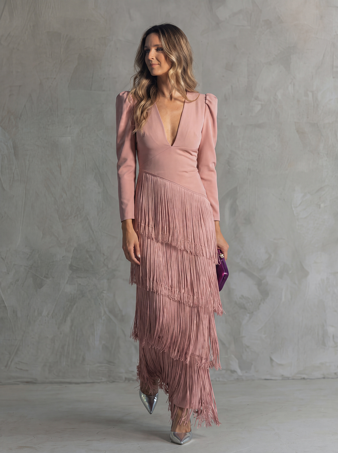 Chiara | Abito Elegante con Maniche a Frange