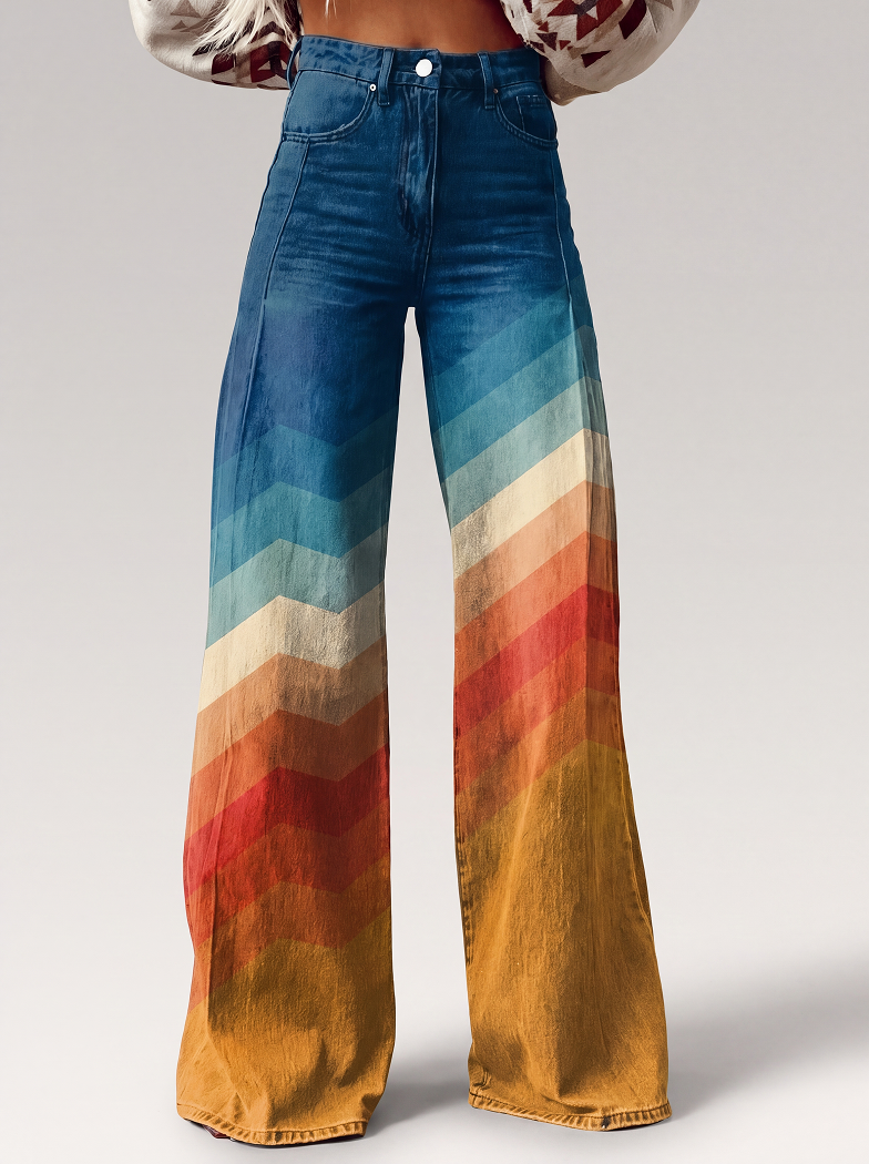 Lea | Pantaloni eleganti rétro a motivo zigzag