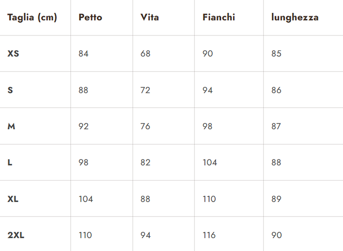 Tabla de tallas Leoine