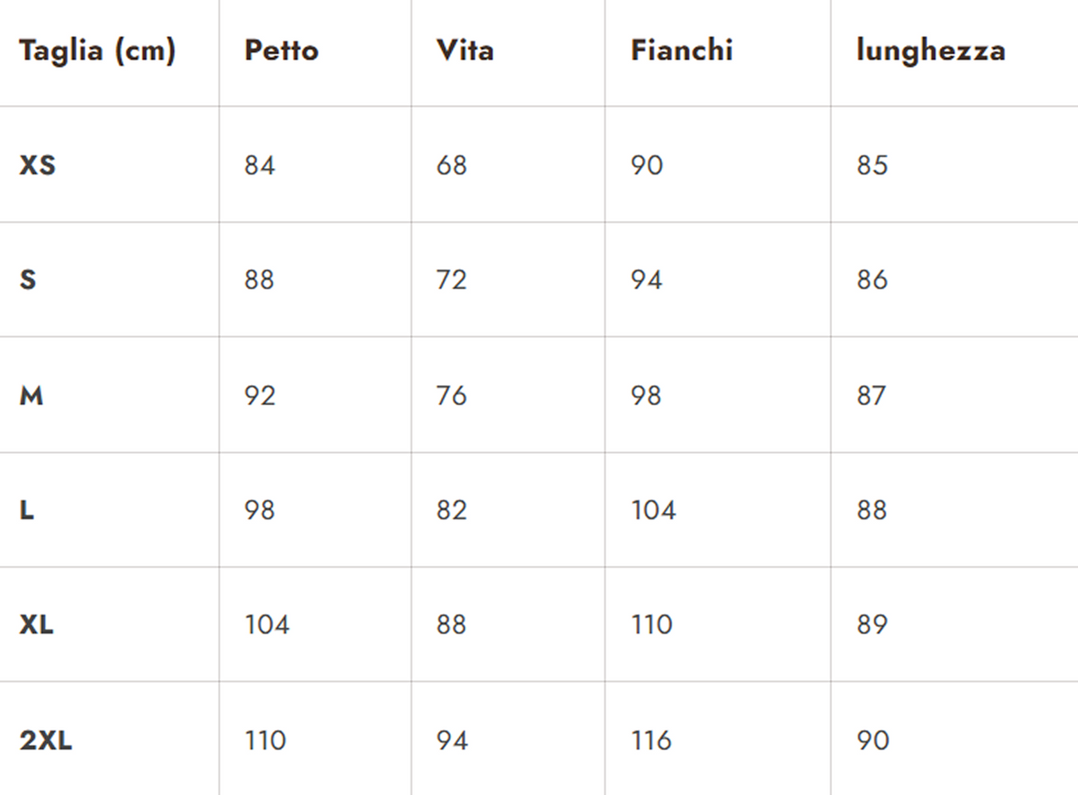 Tabla de tallas colette