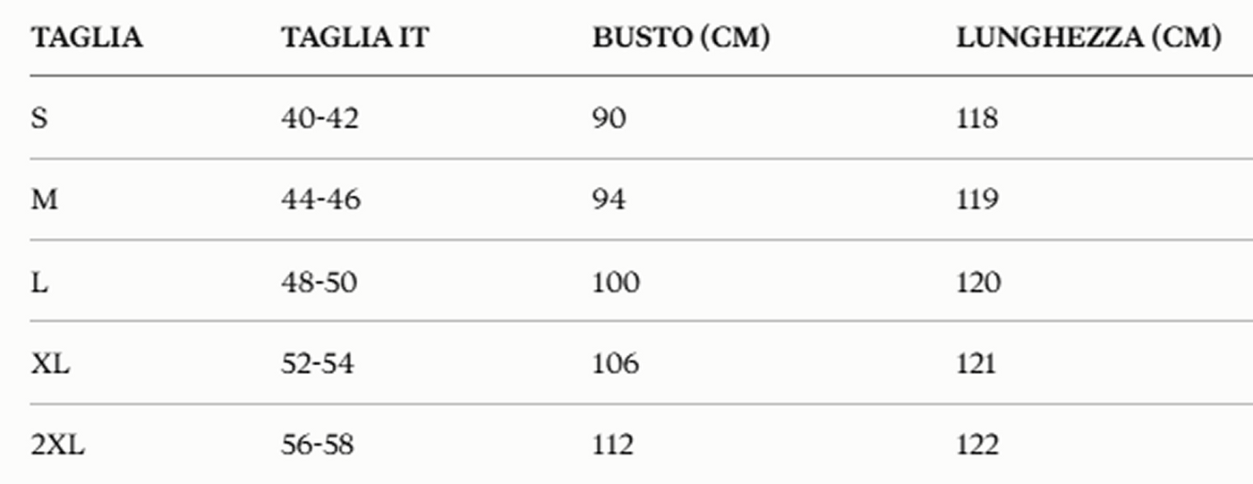 Tabla de tallas Catalina