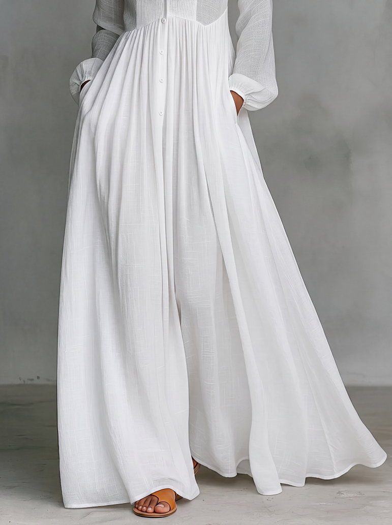 Léonie™ | Abito Maxi Minimalista con Collo Alto